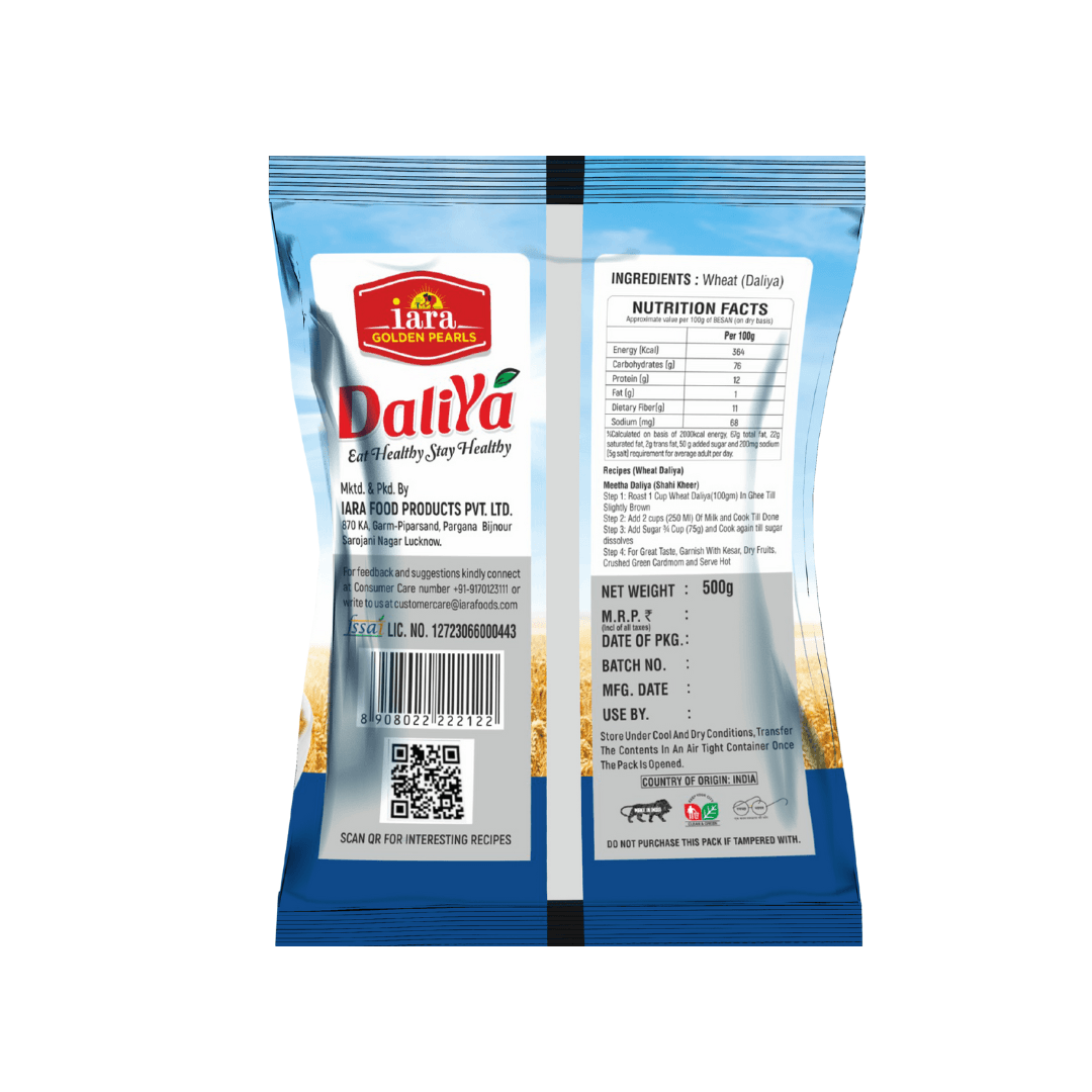 Iara Wheat Daliya– 500 gms | High-Fiber & Nutritious Broken Wheat for a Healthy Diet