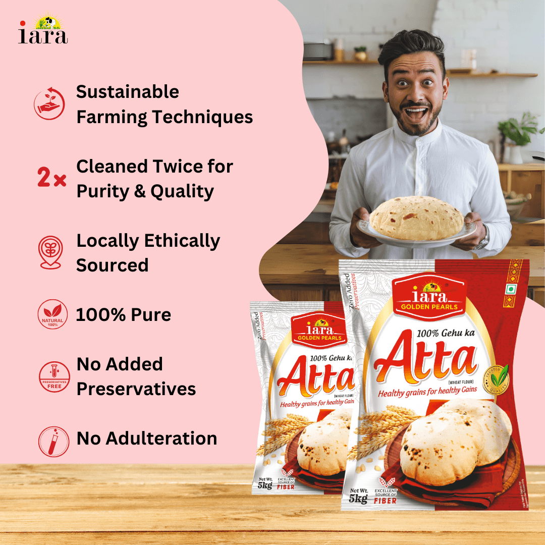 Iara 100% Whole Wheat Atta - 5 Kg | Premium Chakki Fresh Flour for Soft & Healthy Rotis