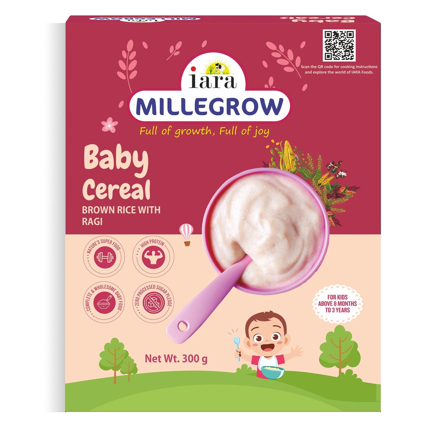 Iara Millegrow Baby Cereal Brown Rice with Ragi - 300gms