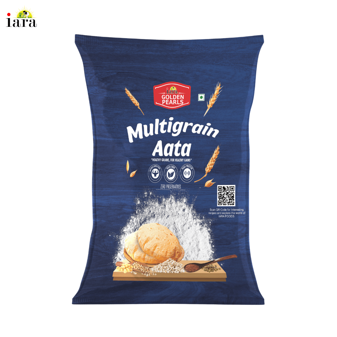 Iara Golden Pearls Multigrain Aata -5Kg | Blend of Wheat, Ragi, Chana & Bajra