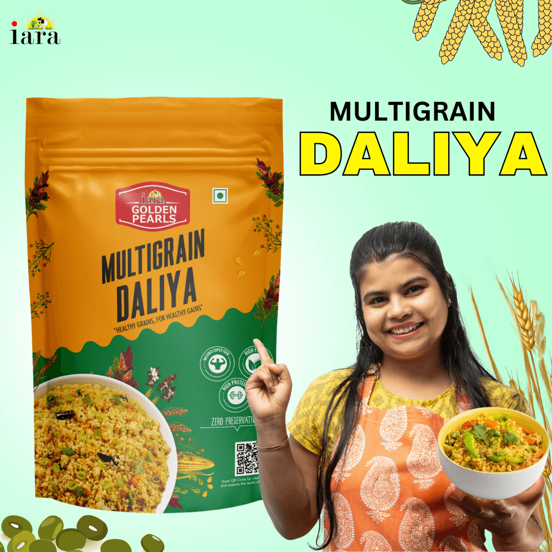 Iara Golden Pearls Multigrain Daliya - 900 gms |  Blend of Wheat, Ragi, Chana & Bajra