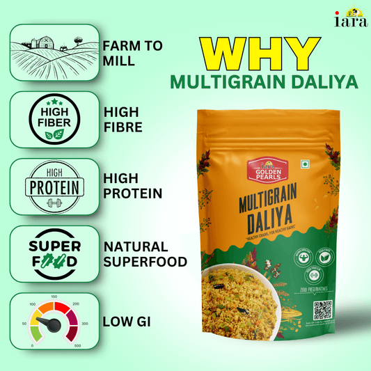 Iara Golden Pearls Multigrain Daliya - 900 gms |  Blend of Wheat, Ragi, Chana & Bajra