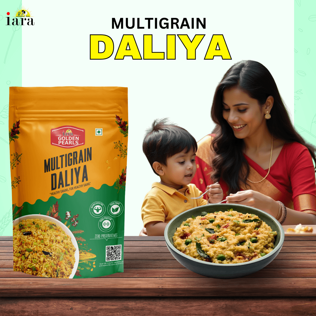 Iara Golden Pearls Multigrain Daliya - 900 gms |  Blend of Wheat, Ragi, Chana & Bajra