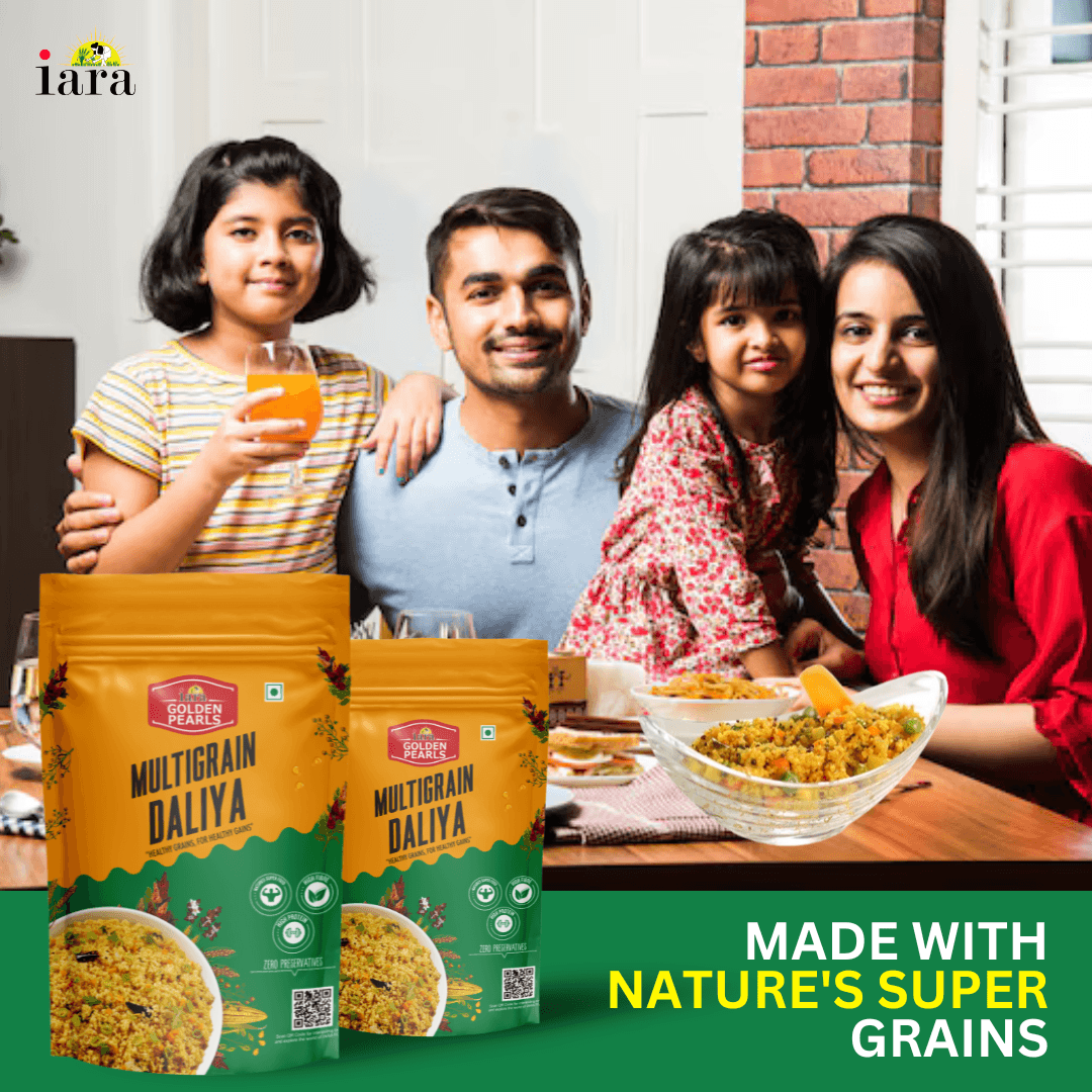 Iara Golden Pearls Multigrain Daliya - 900 gms |  Blend of Wheat, Ragi, Chana & Bajra