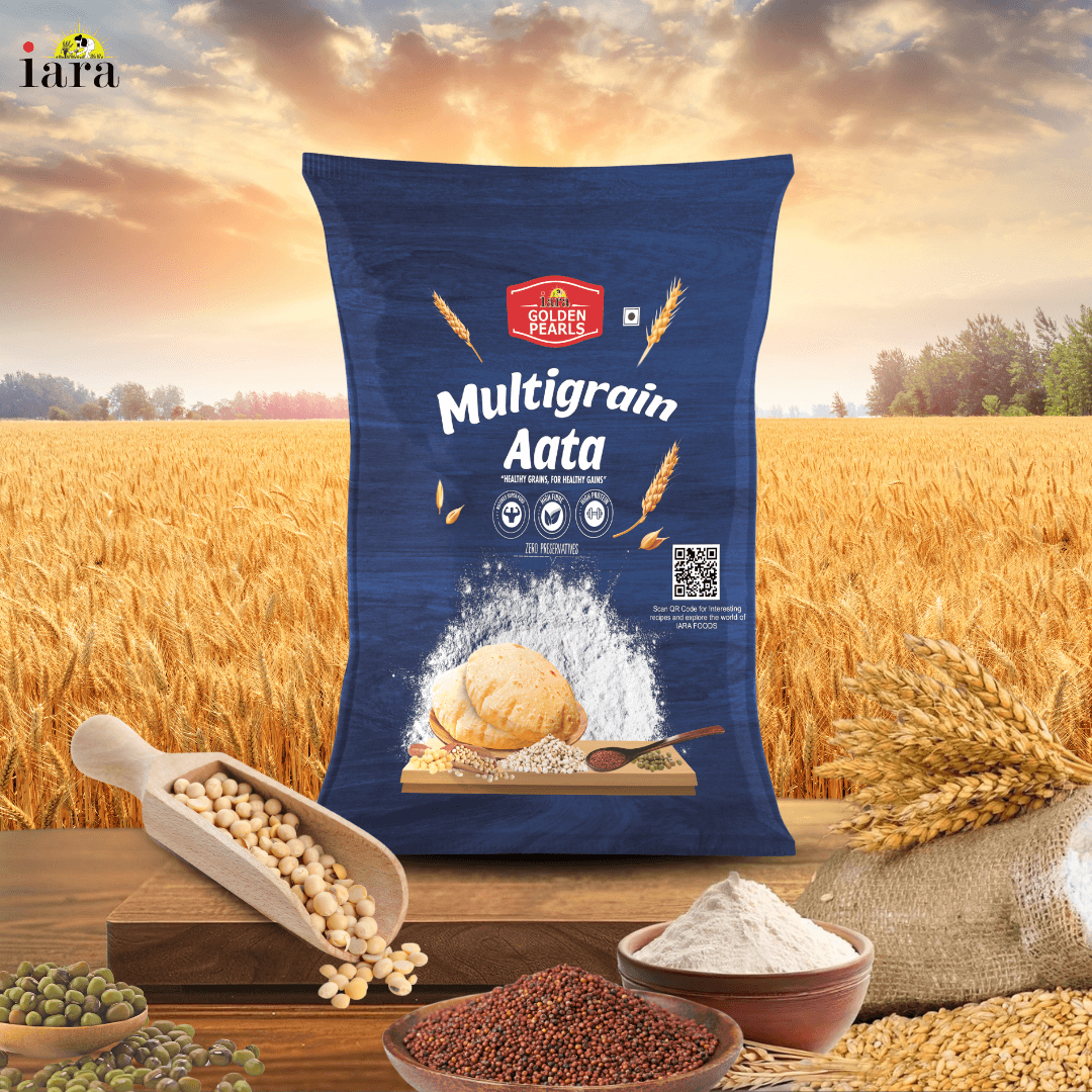 Iara Golden Pearls Multigrain Aata -5Kg | Blend of Wheat, Ragi, Chana & Bajra