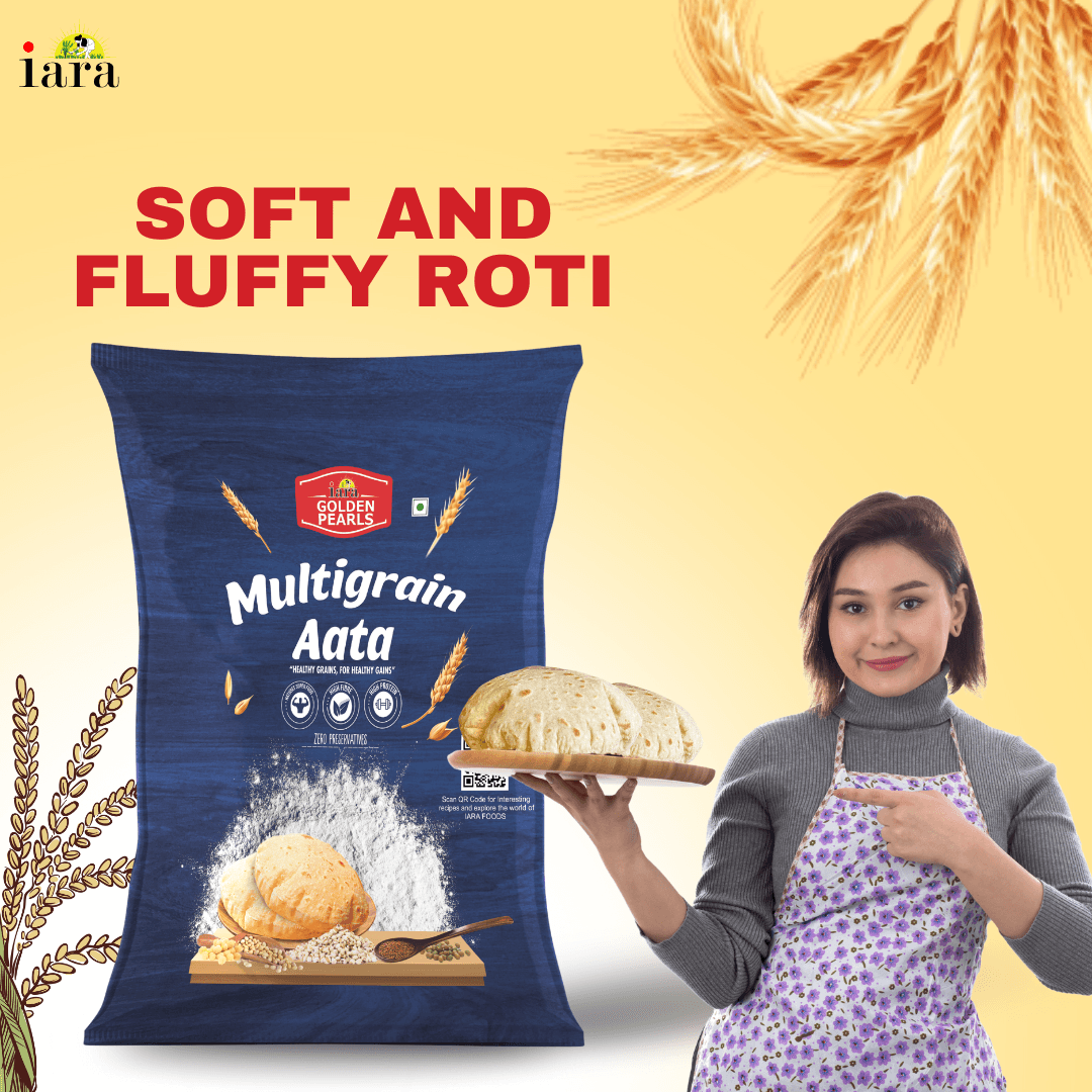Iara Golden Pearls Multigrain Aata -5Kg | Blend of Wheat, Ragi, Chana & Bajra