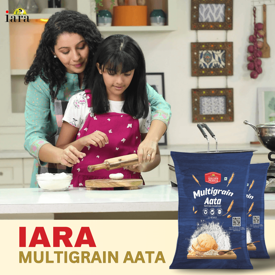 Iara Golden Pearls Multigrain Aata -5Kg | Blend of Wheat, Ragi, Chana & Bajra